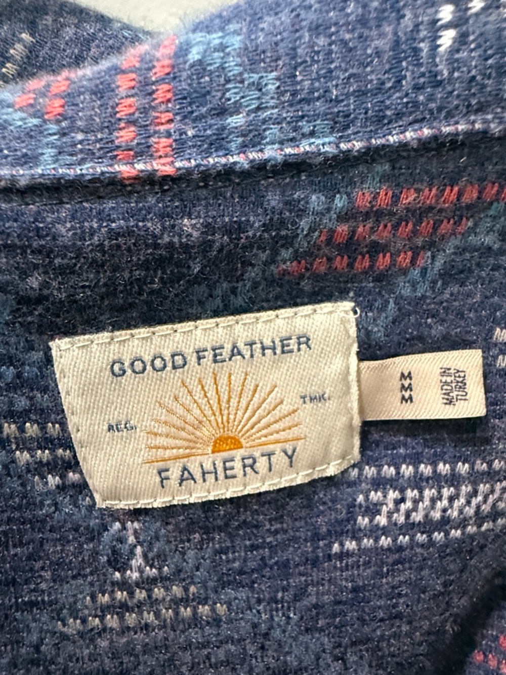 FAHERTY Legend Sweater In Western Jewel Sky Womens Size Medium - Picture 3 of 4